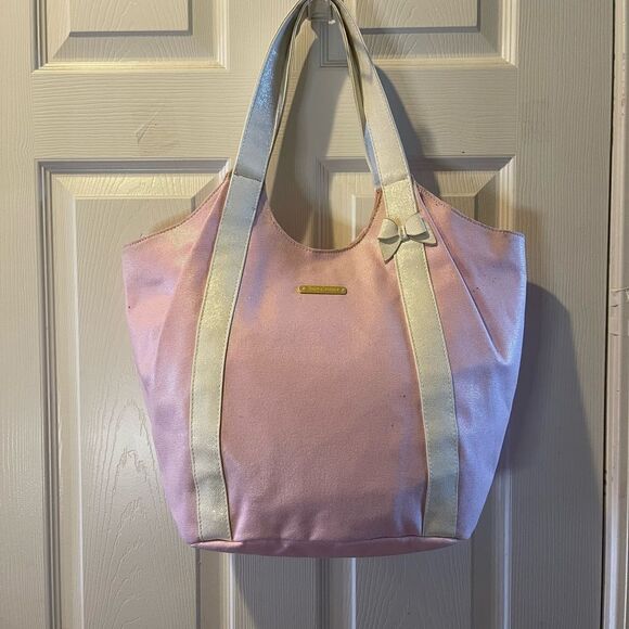 Juicy Couture Canvas metallic pink and white large tote bag. - Picture 5 of 14